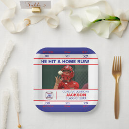 Plato De Papel Boleto de admisión tema béisbol graduado