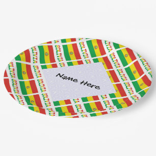 Plato De Papel Bolivia Bandera Boliviana Mosaico Texto Personaliz
