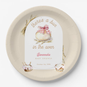 Plato De Papel Bollo En El Horno Lazo De Gingham Rosa Fiesta De B