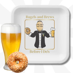 Plato De Papel Bolsa de desayuno de boda divertida caricatura del