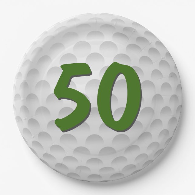 Plato De Papel Bolsa de golf 50.ª Placa de papel de cumpleaños (Anverso)