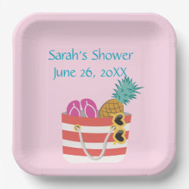 Plato De Papel Bolsa de playa rosa