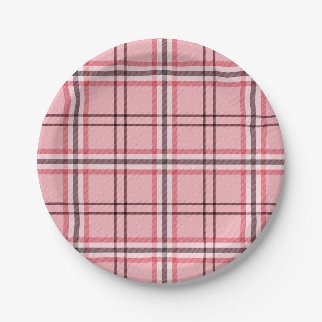 Plato De Papel Bolsa de regalo de moda con estampado a cuadros ro (Anverso)