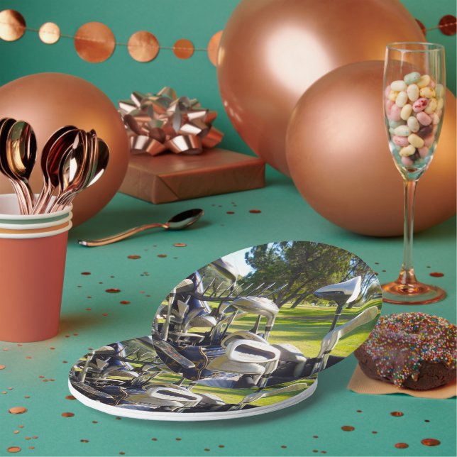 Plato De Papel Bolsa Llena De Clubes De Golf, Placas Fiestas De P (Multi)