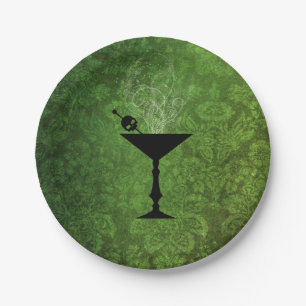 Plato De Papel Bolsas de papel verde de Halloween y boos