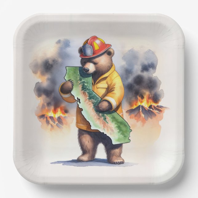 Plato De Papel Bombardero de oso de California (Anverso)