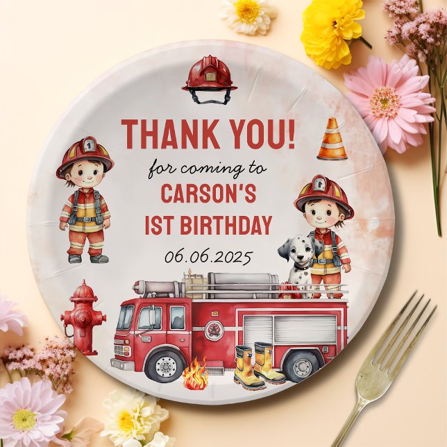 Plato De Papel Bombero de camión Fiesta de cumpleaños (Subido por el creador)