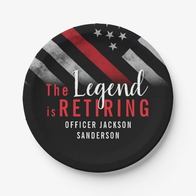 Plato De Papel Bombero Jubilación de la Línea Roja (Anverso)