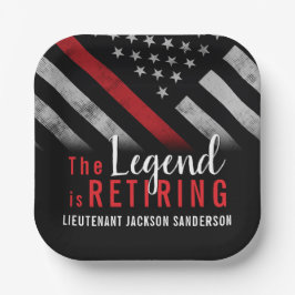 Plato De Papel Bombero Jubilación de la Línea Roja