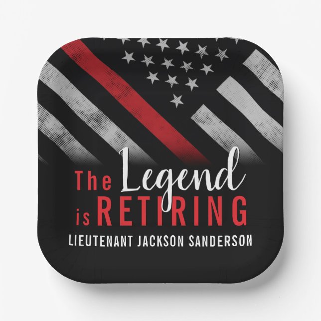 Plato De Papel Bombero Jubilación de la Línea Roja (Anverso)