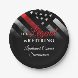 Plato De Papel Bombero Jubilación de la Línea Roja