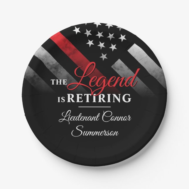 Plato De Papel Bombero Jubilación de la Línea Roja (Anverso)