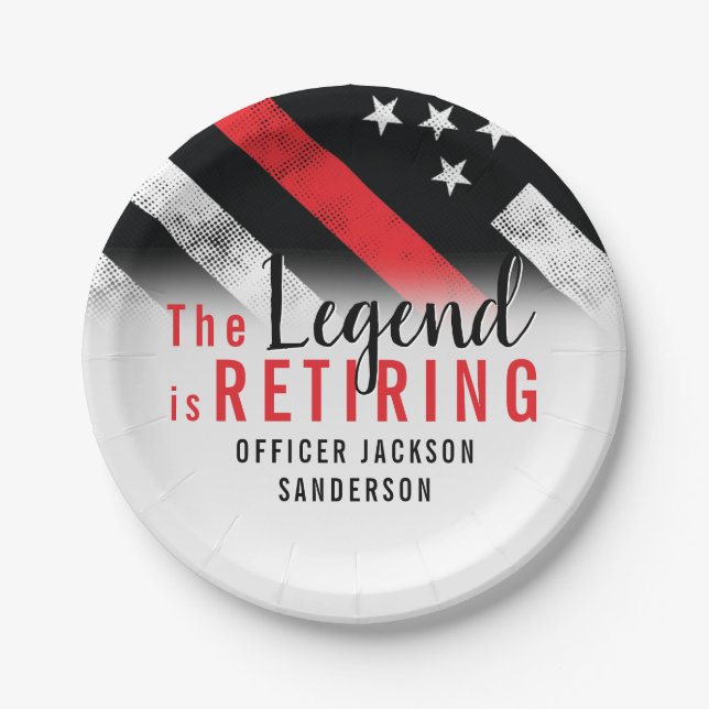 Plato De Papel Bombero Jubilación de la Línea Roja (Anverso)