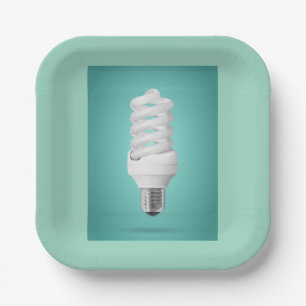 Plato De Papel Bombilla Fluorescente Compacta Espiral Moderna