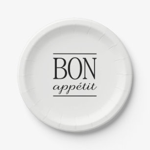 Plato De Papel BON APPETIT Cita de cocina tipografía texto