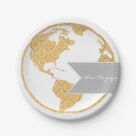 Plato De Papel Bon Voyage | Mapa Mundial de Bohemia | Abandonar