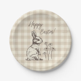 Plato De Papel Bonanza de Conejos Conejos Conejitos Cuidadosament
