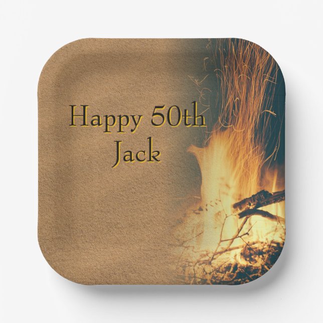 Plato De Papel Bonfire Birthday Party Paper Plates (Anverso)