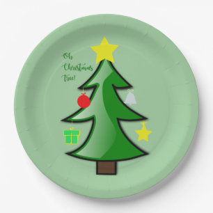 Plato De Papel Bonitas ramas de árbol de navidad en una