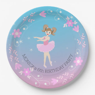 Plato De Papel Bonito Ballerina chica Fiesta de cumpleaños