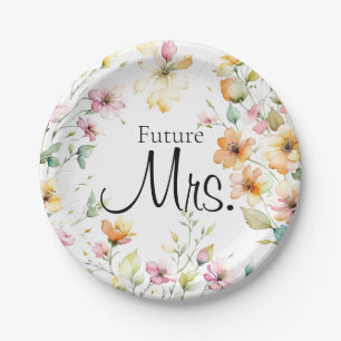 Plato De Papel Bonito Boho Naranja Pink Watercolor Flores silvest