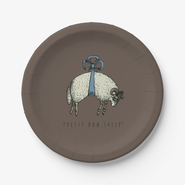 Plato De Papel Bonito Bow Sheep™ - (Anverso)