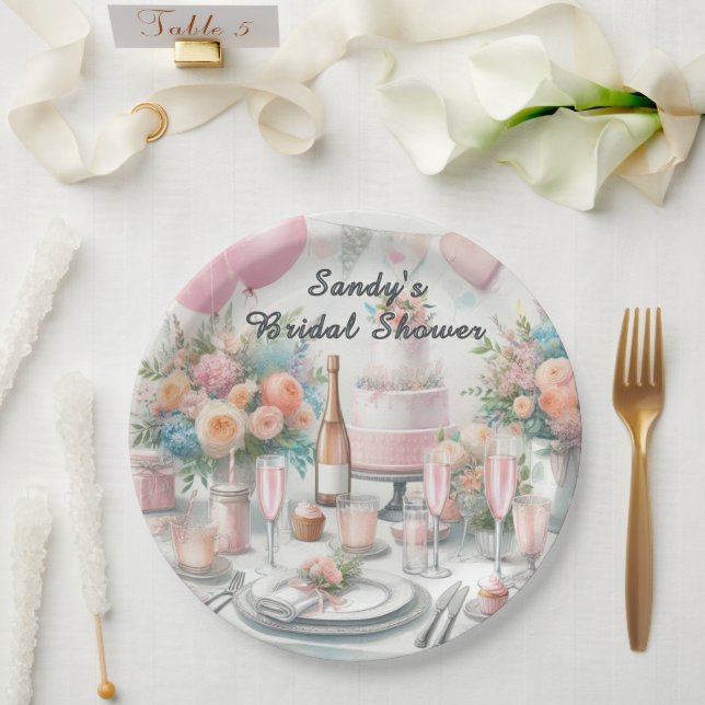 Plato De Papel Bonito Bridal Shower Fiesta rosa (Boda)