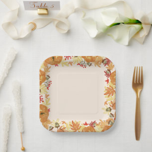 Plato De Papel Bonito Cae Borde de rojo y Naranja de la flor