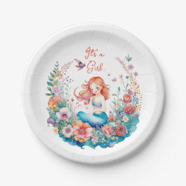 Plato De Papel Bonito Chica Sirena Baby Shower Es un Chica