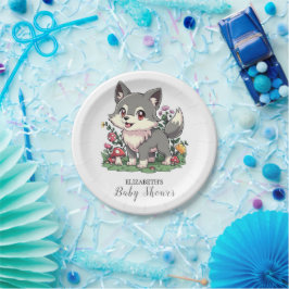 Plato De Papel Bonito Colorful Wolf Baby Shower
