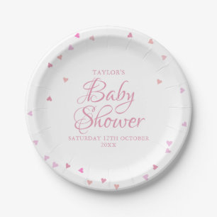 Plato De Papel Bonito Corazones de amor rosados Baby Shower / Spr