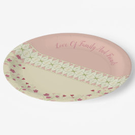 Plato De Papel Bonito Diseño Con Patrones Con Corazones