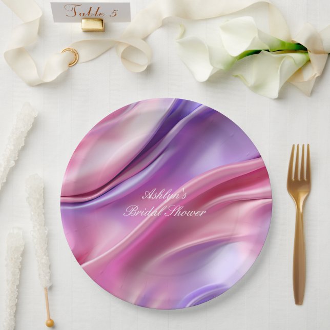 Plato De Papel Bonito Dreamy Pink Morple Bridal Shower (Boda)