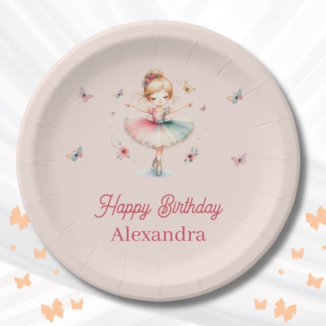 Plato De Papel Bonito Dusty Pink Ballerina Chica Fiesta de Cumple (Subido por el creador)