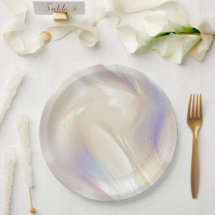 Plato De Papel Bonito elegante Pearl Aqua Blue Purple Swirl