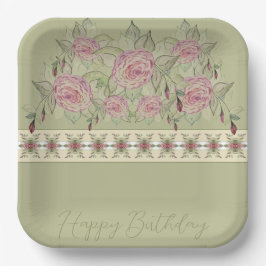 Plato De Papel Bonito estampado floral cuadrado
