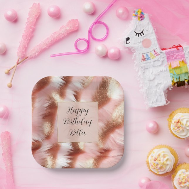 Plato De Papel Bonito Girly Rosa Oro Rosa Blanco (Fiesta)