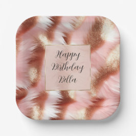 Plato De Papel Bonito Girly Rosa Oro Rosa Blanco
