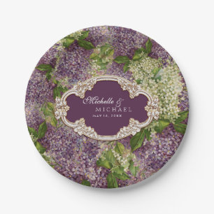 Plato De Papel Bonito Lilacs Boda Vintage Gold Enamble