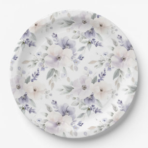 Plato De Papel Bonito Morado Lavanda Flores Bridales Ducha