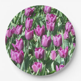 Plato De Papel Bonito Morado Tulips Floral