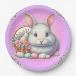 Plato De Papel Bonito Pastel de conejo de Pascua