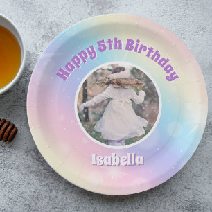 Plato De Papel Bonito Pastel Rainbow Sparkle Niños Fiesta de cump