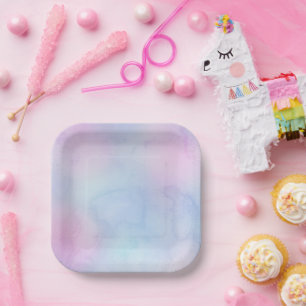 Plato De Papel Bonito Pastel Watercolor Birthday Purple