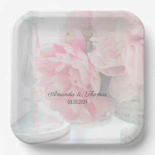 Plato De Papel Bonito Peony Boda