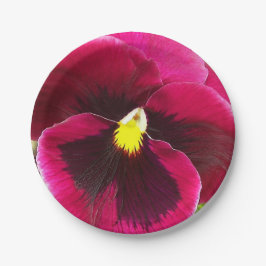 Plato De Papel Bonito Púrpura Pansy Floral