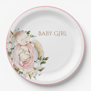Plato De Papel Bonito Rosa Floral Baby Girl Baby Shower