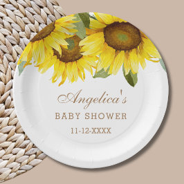 Plato De Papel Bonito Sunflower Baby Shower