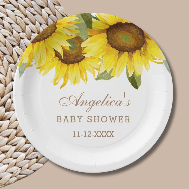 Plato De Papel Bonito Sunflower Baby Shower (Subido por el creador)