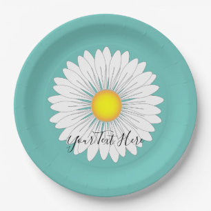 Plato De Papel Bonito verde azulada Little Daisy